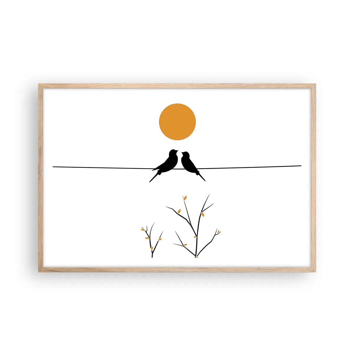 Poster în ramă de stejar deschis - Seară cu privighetori - 91x61 cm