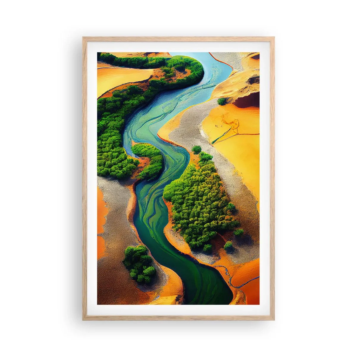 Poster în ramă de stejar deschis - Râul care dă viață - 61x91 cm