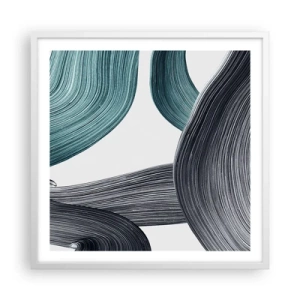 Poster în ramă albă - Trasee de smarald și negru - 60x60 cm
