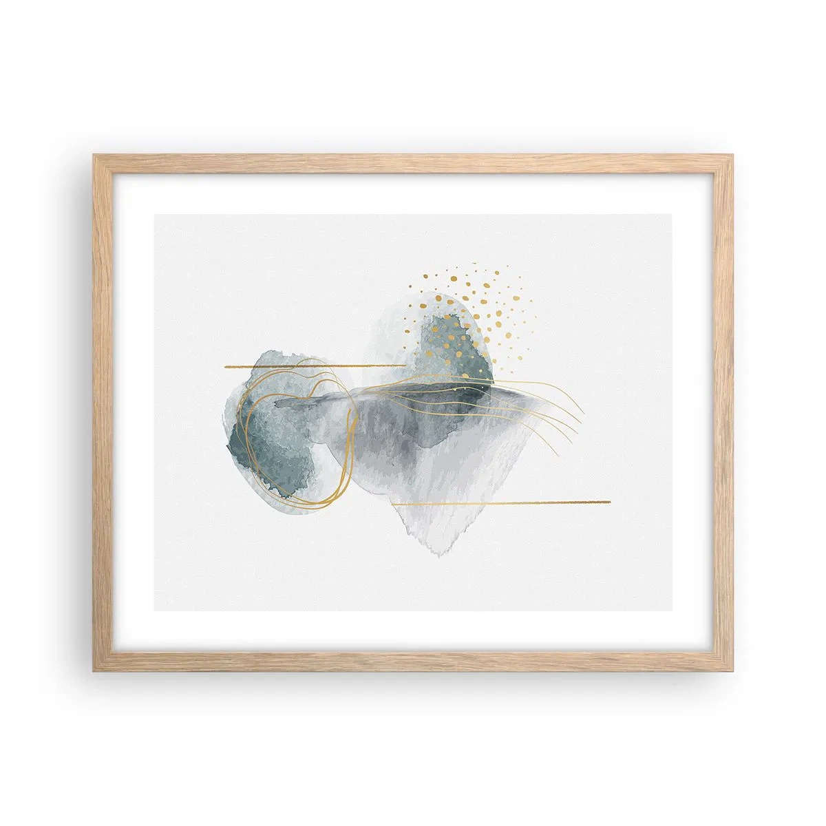 Poster în ramă de stejar deschis - Despre relația dintre gri și auriu - 50x40 cm
