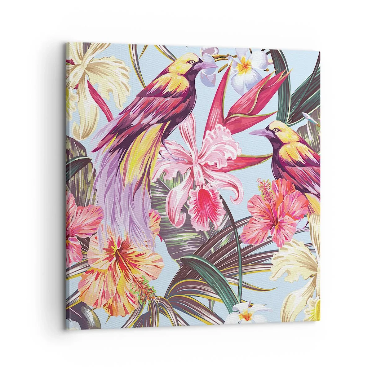 Tablou pe pânză - Petale și pene - 60x60 cm