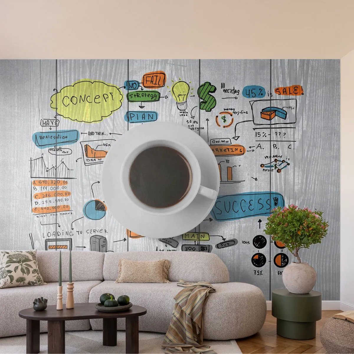 Tapet Premium Sand - Timp pentru o pauză - Grafică, Cafea, Espresso - 400x280 cm