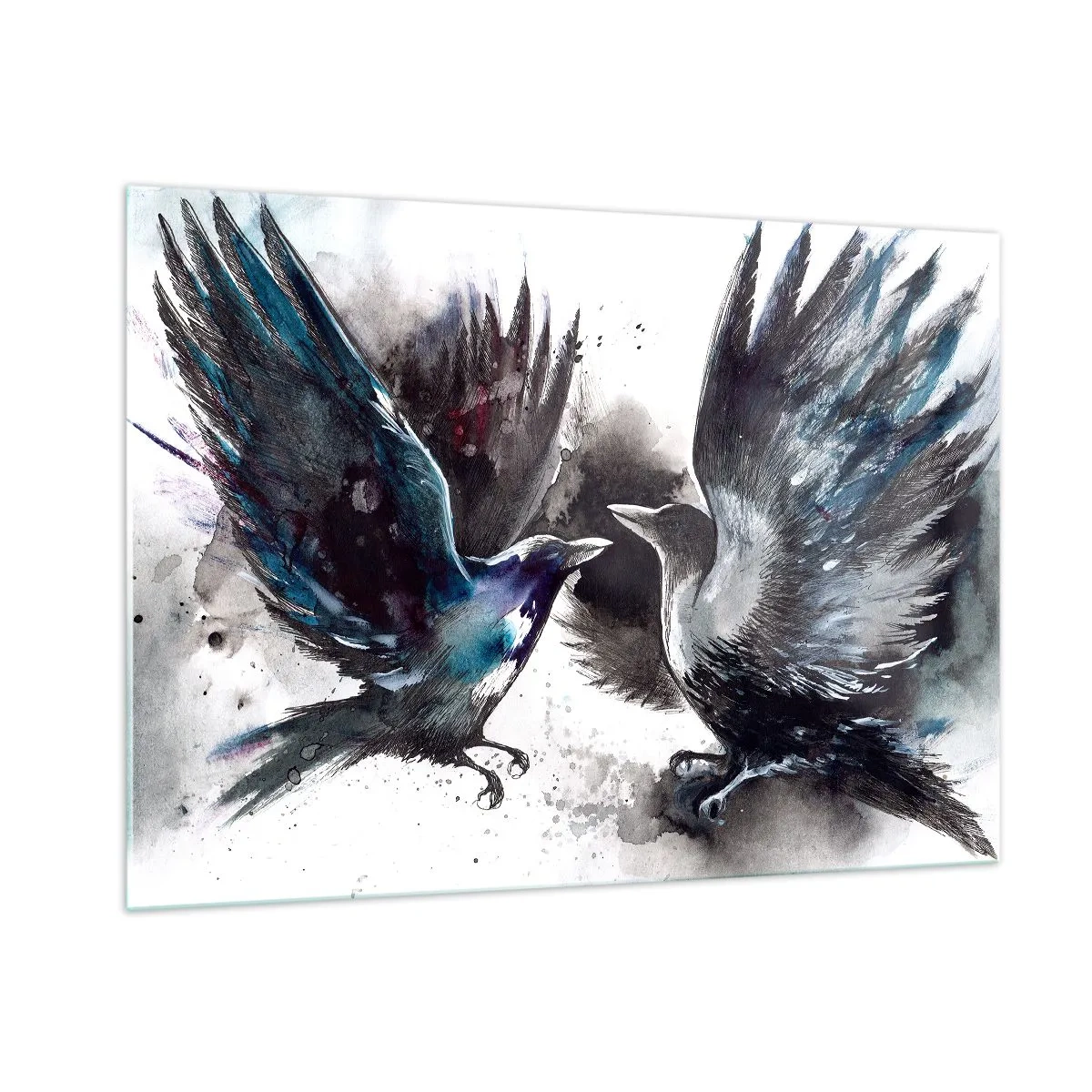 Tablou pe sticlă - Bătălia corbilor - 100x70 cm
