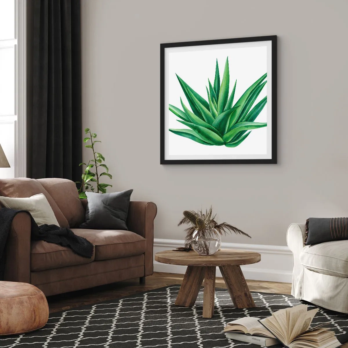 Poster în ramă neagră - Verde - putere - viață - 30x30 cm