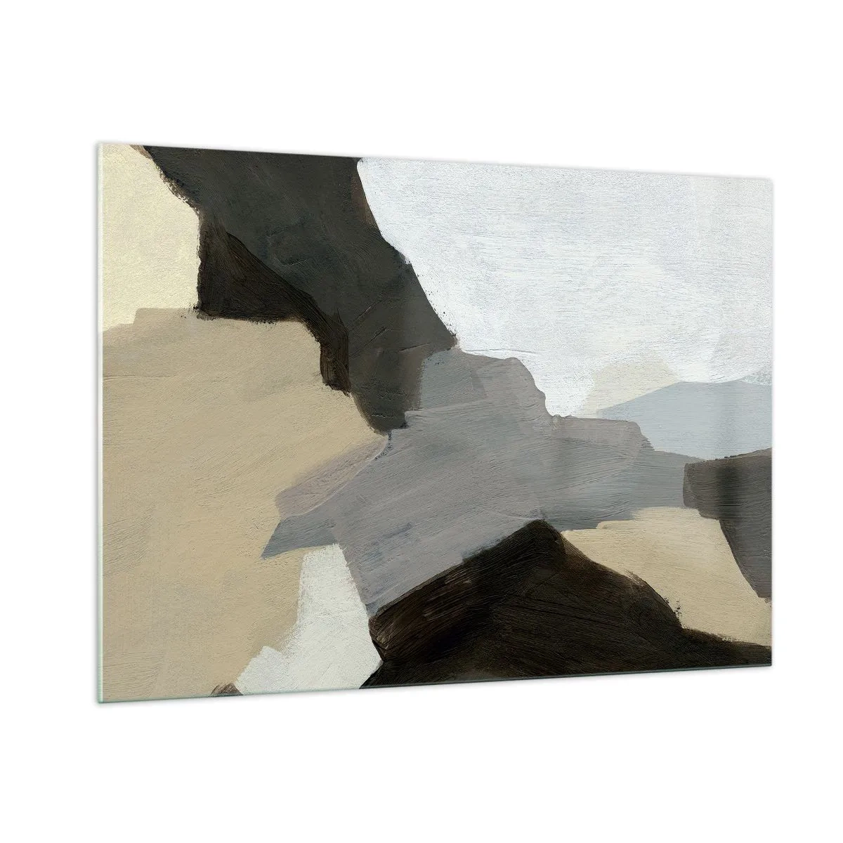 Tablou pe sticlă - Abstracție: despărțirile griului - 100x70 cm