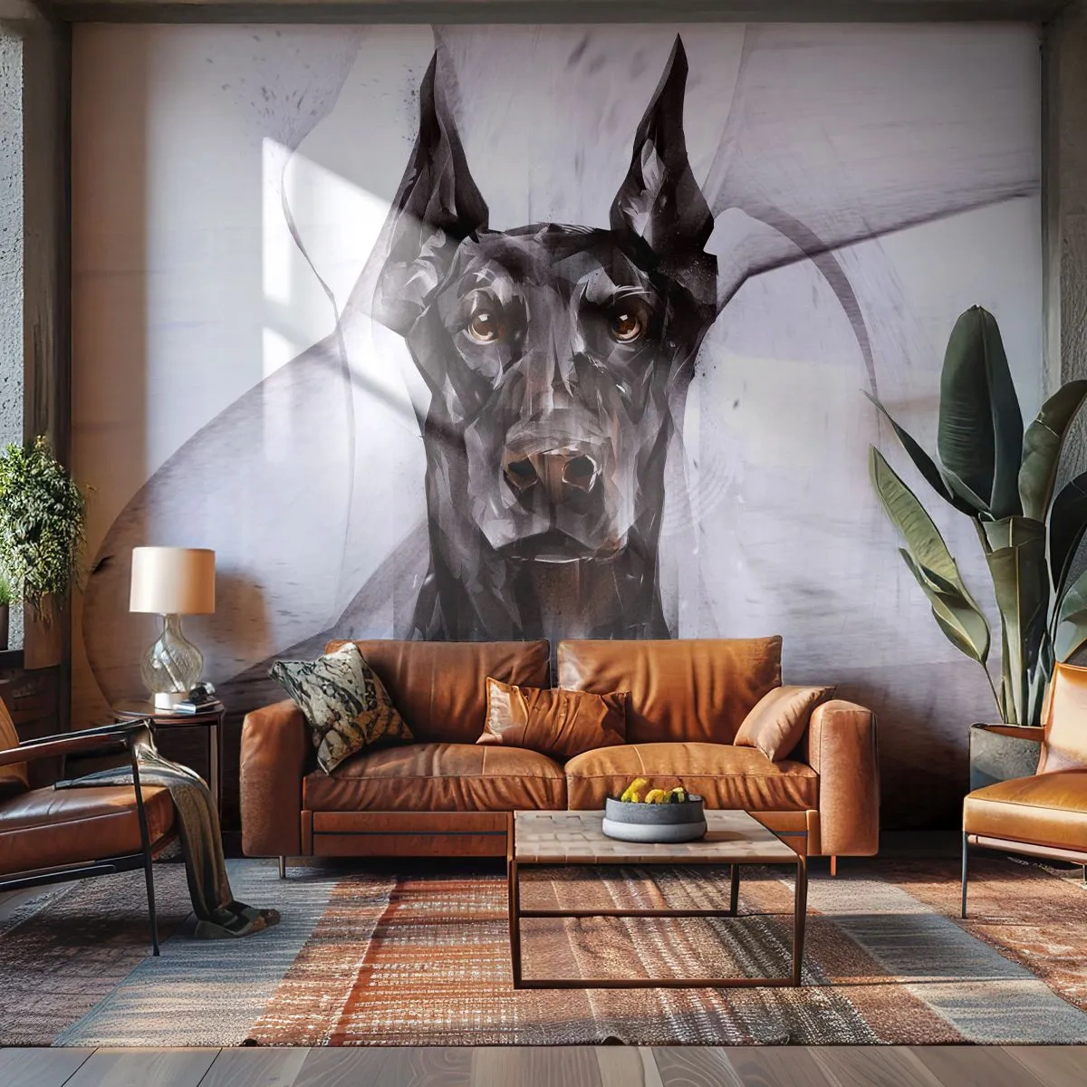 Tapet Premium Sand - Născut cu noblețe - Abstracția, Doberman, Câine - 100x70 cm