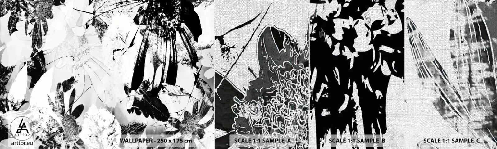 Mostră tapet Premium Canvas - Toamna în negativ - Abstracția, Flori, Grafică - 100x30 cm