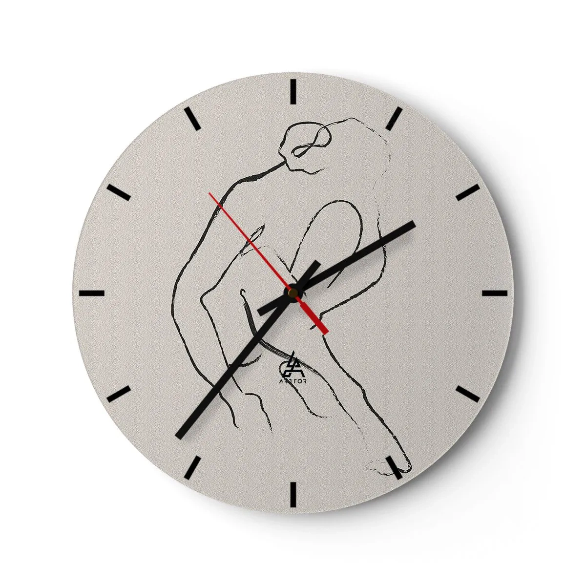Ceas de perete - Ceas pe sticlă - O schiță delicată a unei siluete feminine pe un fundal deschis - 30x30cm - Schiță intimă - Decorațiune modernă pentru perete pentru living, bucătărie și dormitor ARTTOR