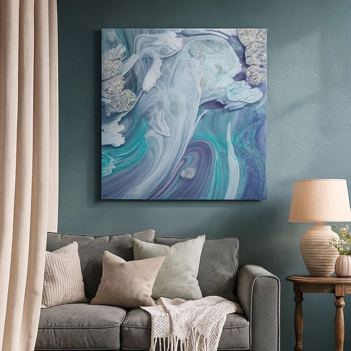 Tablou pe pânză - Râuri de albastru - 30x30 cm