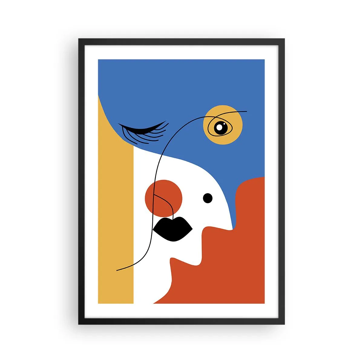 Poster în ramă neagră - Un portret cubist în culori puternice - 50x70cm - Portret deconstruit - Decorațiune modernă pentru perete pentru living și dormitor ARTTOR