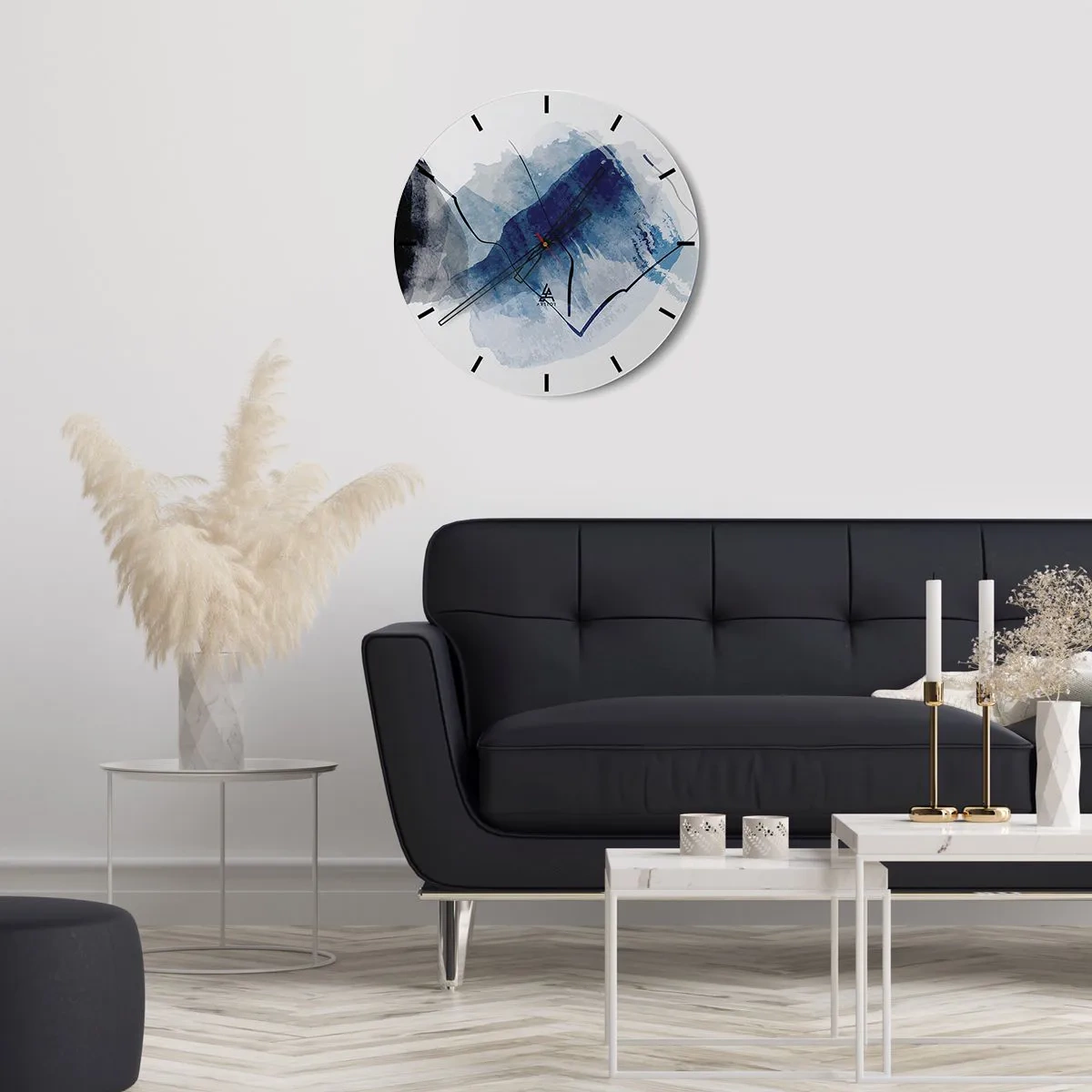 Ceas de perete - Ceas pe sticlă - O formă abstractă albastră care seamănă cu un aisberg - 30x30cm - Iceberg - Decorațiune modernă pentru perete pentru living, bucătărie și dormitor ARTTOR