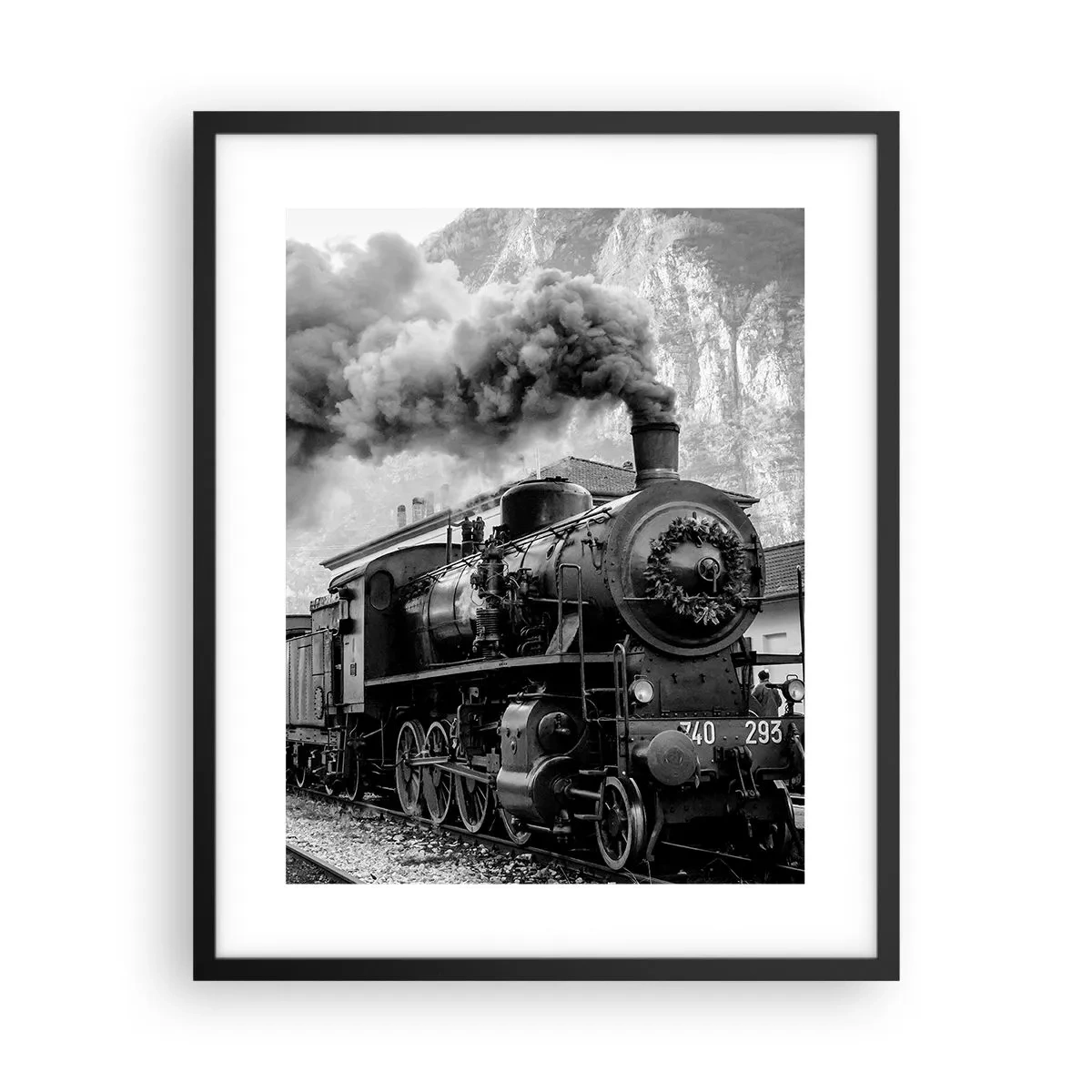 Poster în ramă neagră - La gară... - 40x50 cm