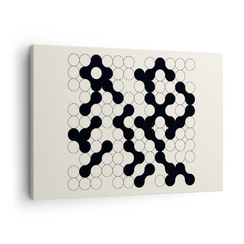 Tablou pe pânză Canvas - Modele alb-negru cu cercuri pe un fundal deschis - 70x50cm - Joc chinezesc - o variație - Decorațiune modernă pentru perete pentru living și dormitor ARTTOR