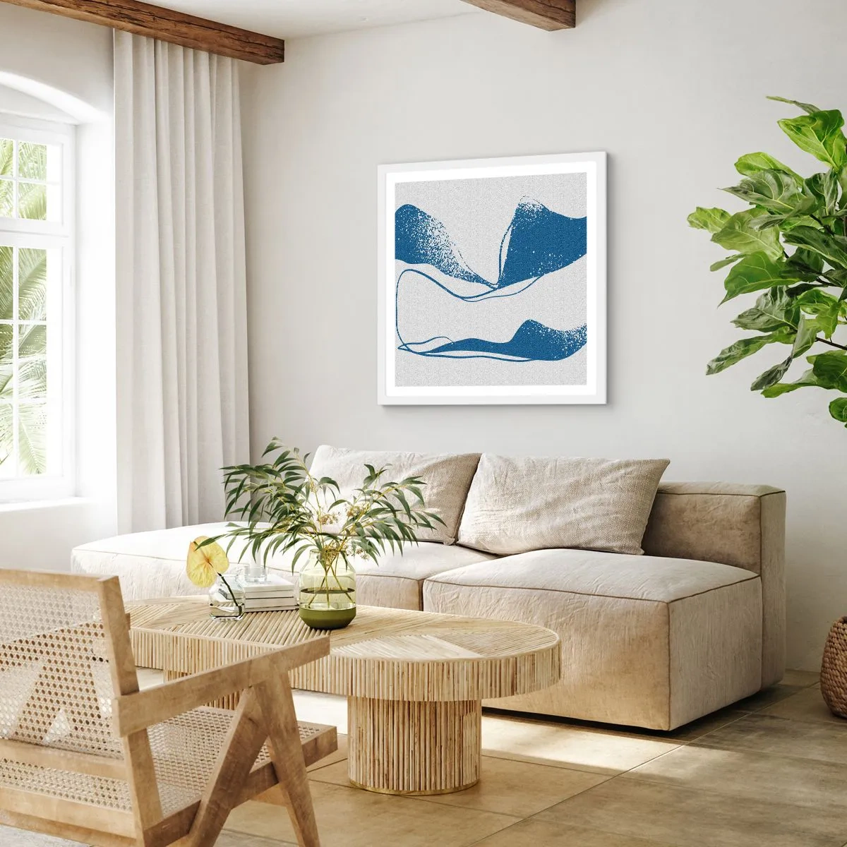 Poster în ramă albă - Abstracție înaripată - 30x30 cm