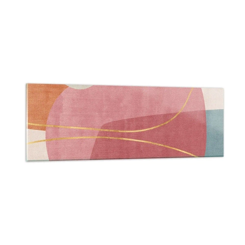 Tablou pe sticlă - Compoziție pastel cu fir de aur - 90x30 cm