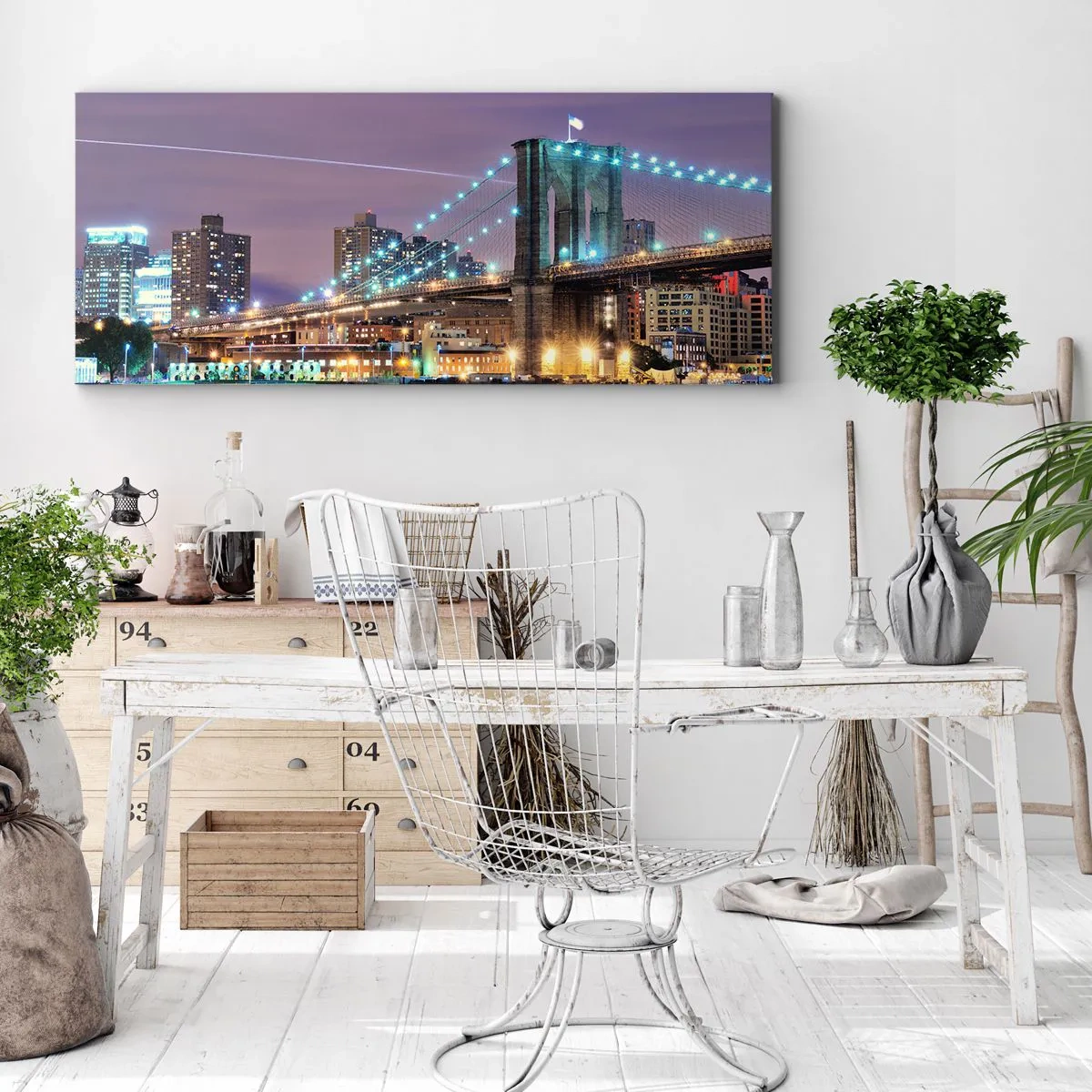 Tablou pe pânză - De mulți ani, Podul Brooklyn - 100x40 cm