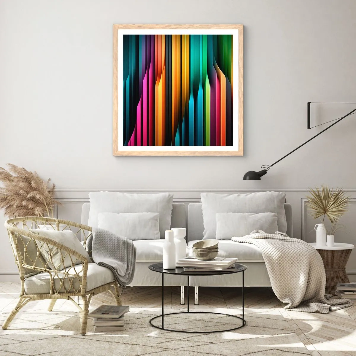 Poster în ramă de stejar deschis - Orgă de lumină - 50x50 cm