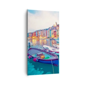 Tablou pe pânză - O seară plină de culoare în port - 65x120 cm