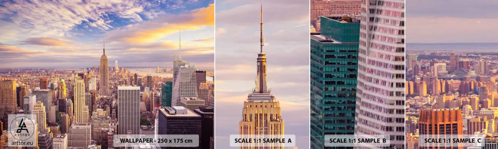 Mostră tapet autocolant Deluxe Sticker - Ajungeți la nori înșiși - Oraș, New York, Arhitectură - 100x30 cm