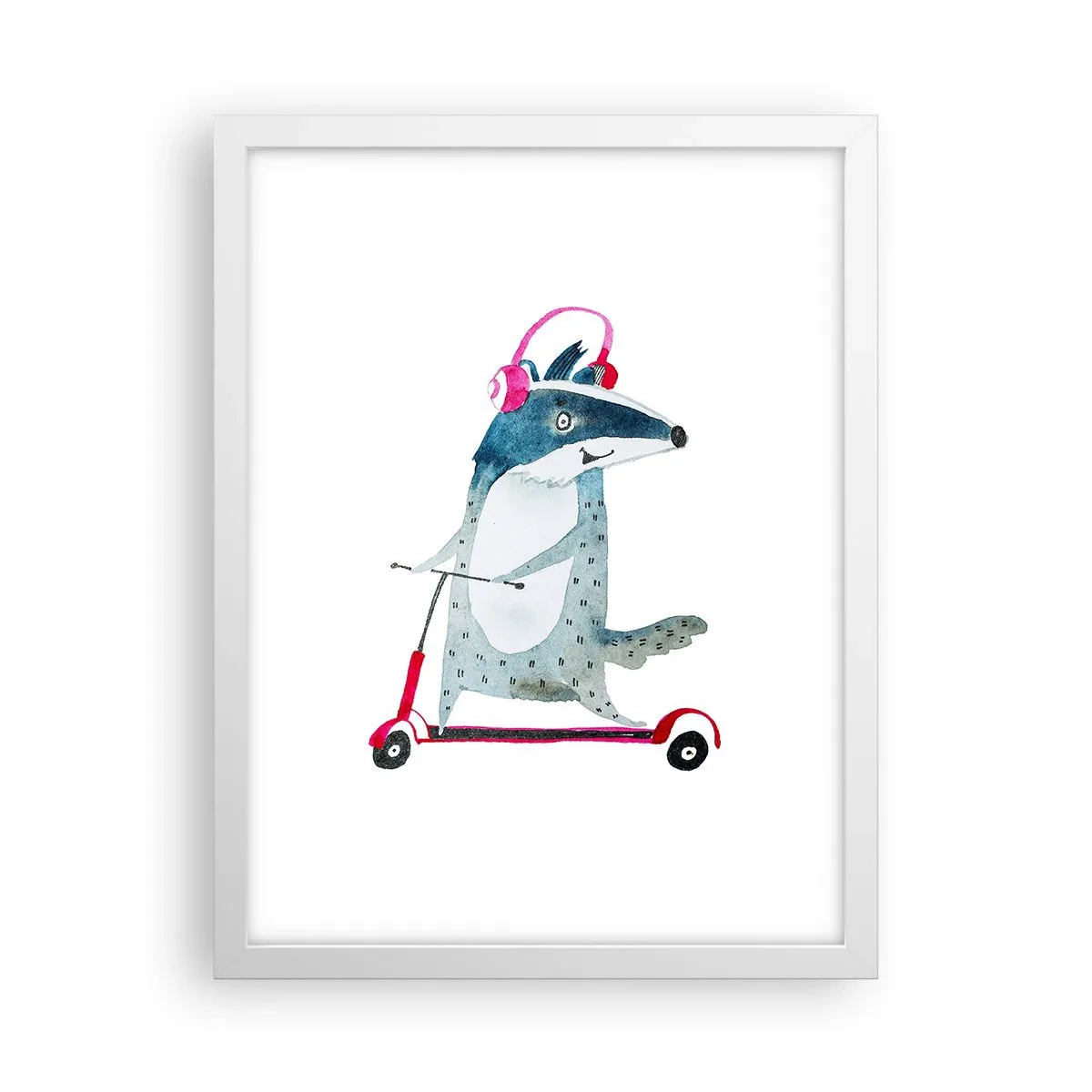 Poster în ramă albă - Bucurie de bursuc - 30x40 cm