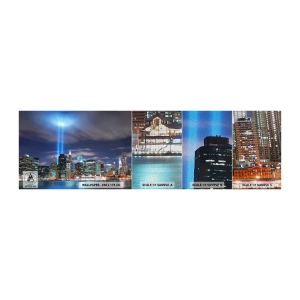 Mostră tapet Premium Sand - Întinde-te spre cer cu lumină - Oraș, New York, Arhitectură - 100x30 cm