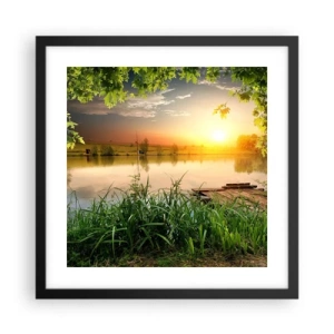 Poster în ramă neagră - Peisaj într-un cadru verde - 40x40 cm