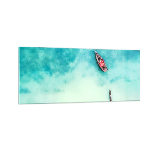 Tablou pe sticlă - Pe plajele din Zanzibar, când apele în exces... - 100x40 cm