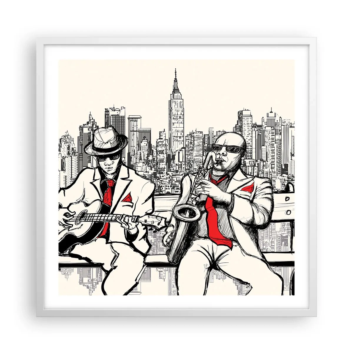 Poster în ramă albă - Improvizație la New York - 60x60 cm