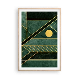 Poster în ramă de stejar deschis - Dinamica aurului și a azurului - 61x91 cm