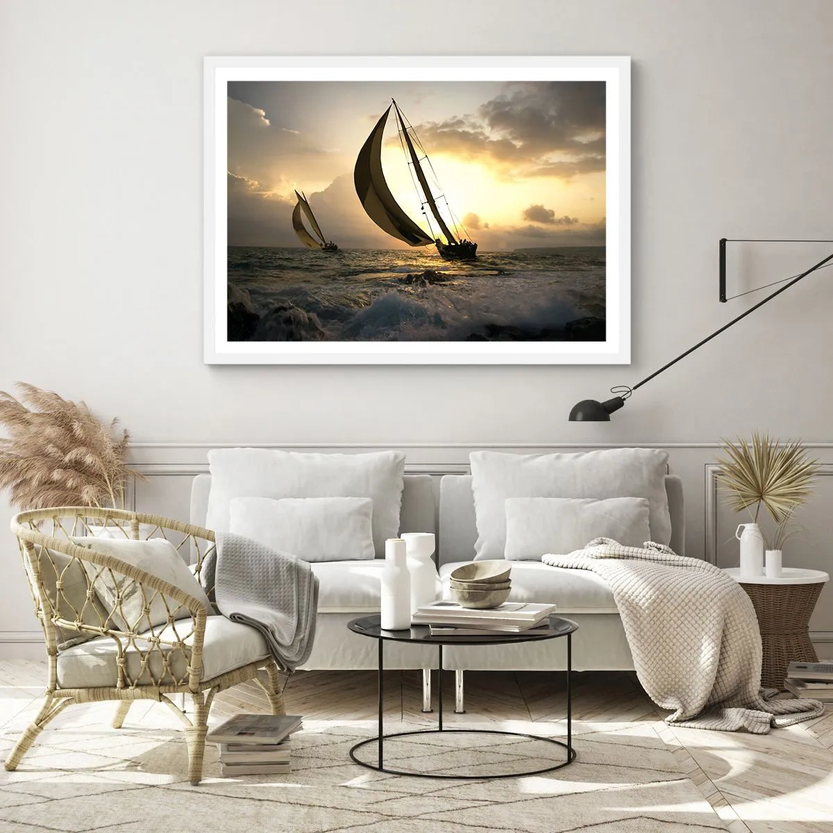 Poster în ramă albă - Vânt în jos și în sus - 50x40 cm