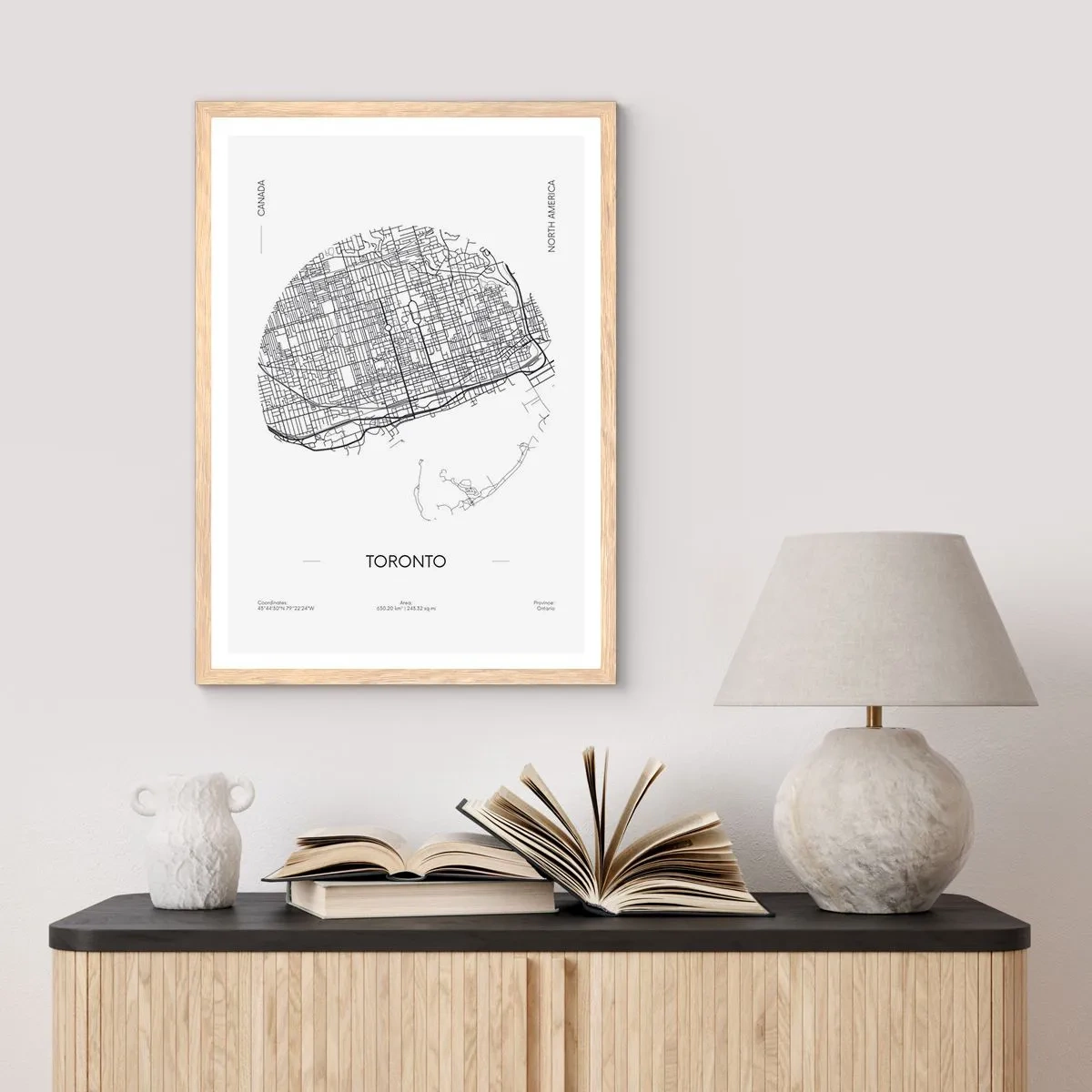 Poster în ramă de stejar deschis - Anatomia Toronto - 61x91 cm