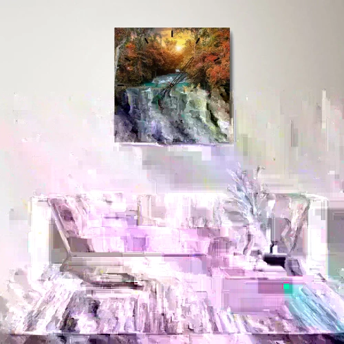 Ceas de perete - Ceas pe sticlă - Comoara ascunsă a pădurii - 40x40 cm