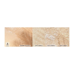 Mostră tapet Premium Canvas - Umbra unei veri fierbinți - Abstracția, Nisip Pe Plaja, Frunze - 100x30 cm