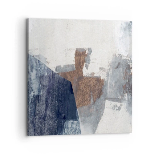 Tablou pe pânză - Forme albastre-maronii - 70x70 cm