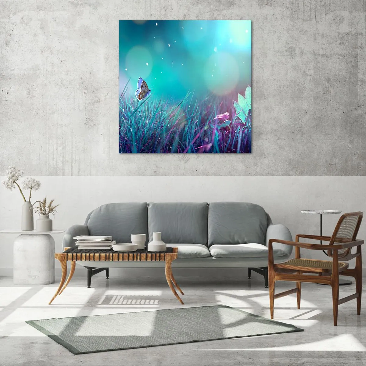 Tablou pe sticlă - Viața secretă a luncii - 40x40 cm