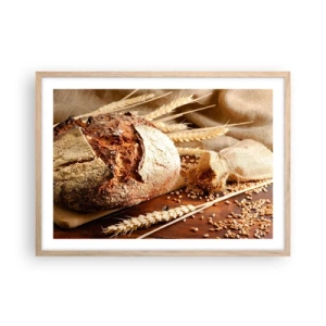 Poster în ramă de stejar deschis - Apetisantă, parfumată, crocantă - 70x50 cm