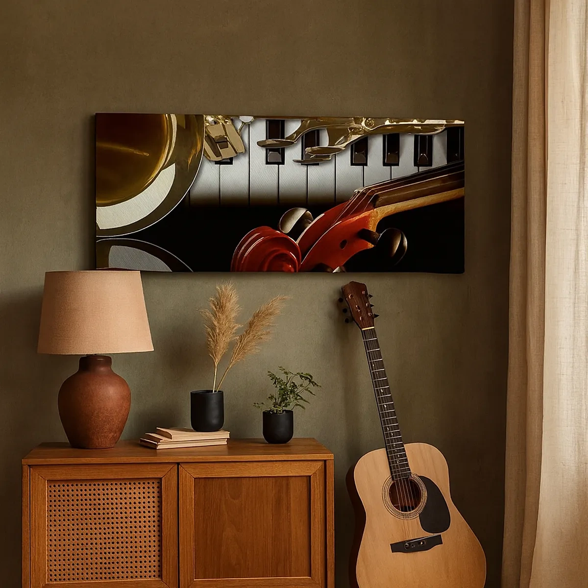 Tablou pe pânză - Tablă, lemn și fildeș - 30x30 cm