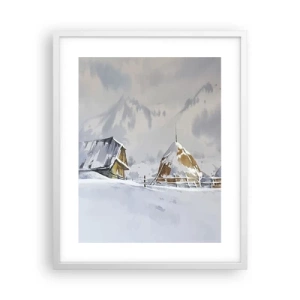 Poster în ramă albă - Într-o vale înzăpezită - 40x50 cm