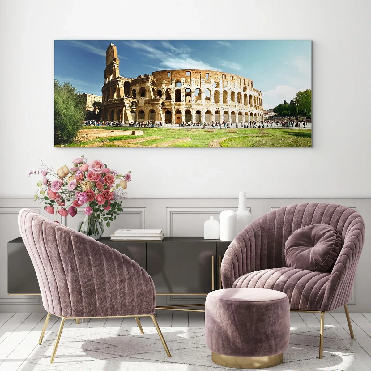 Tablou pe sticlă - Încă mai poți auzi zgomotul armelor - 90x30 cm