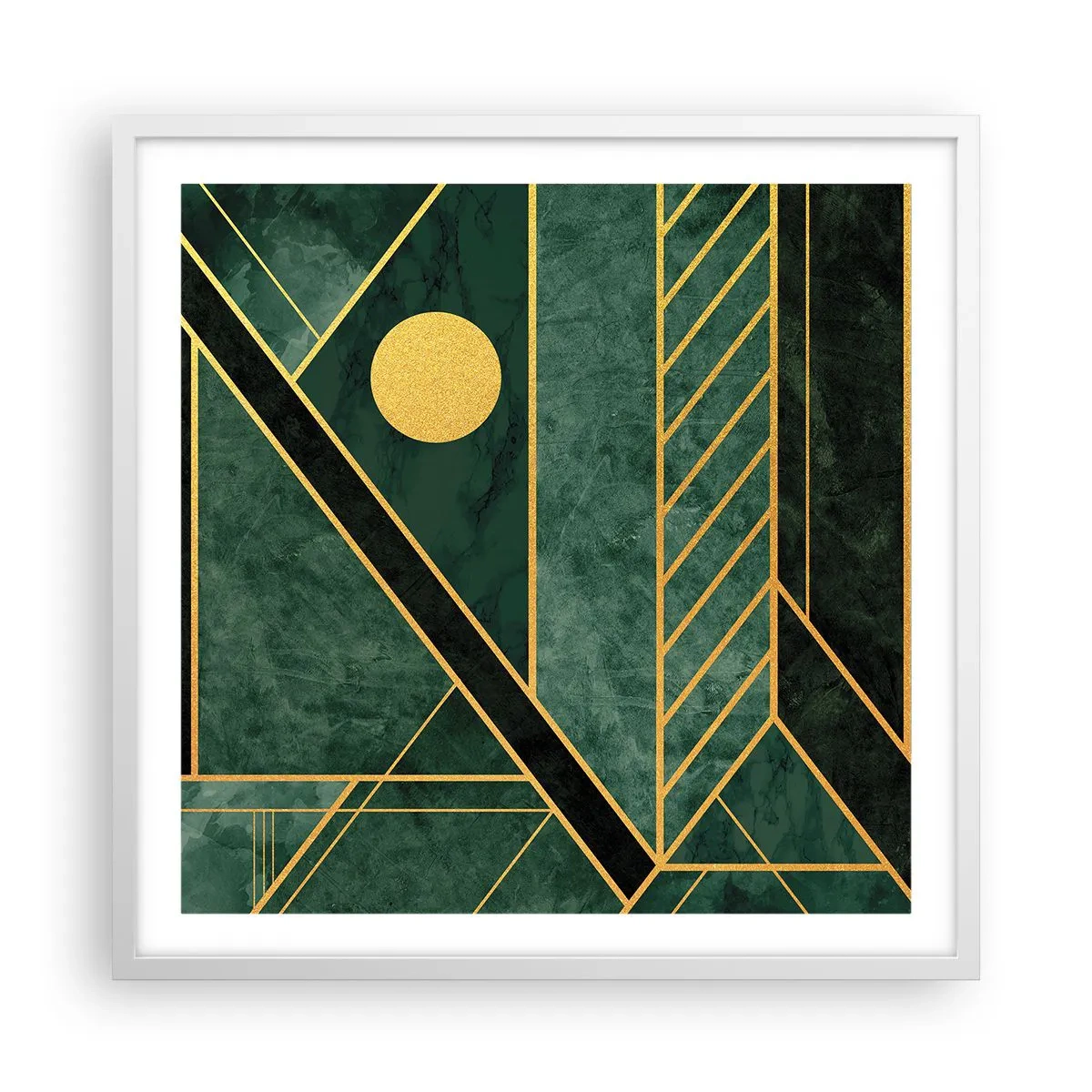 Poster în ramă albă - Dinamica aurului și a azurului - 60x60 cm