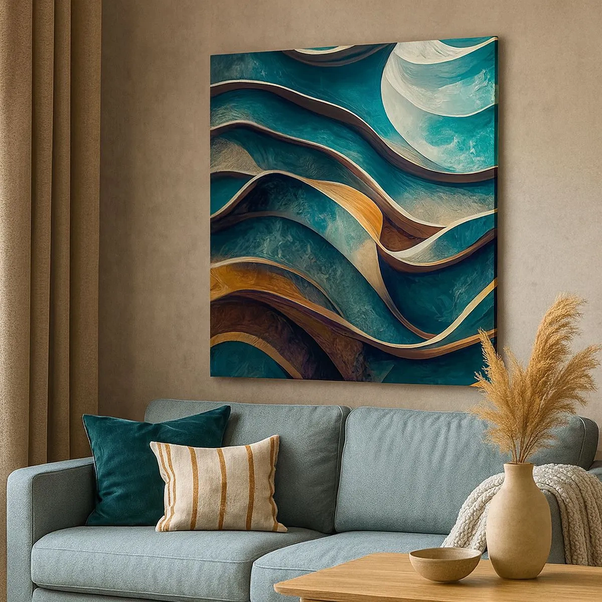 Tablou pe pânză - Meandre de albastru - 30x30 cm
