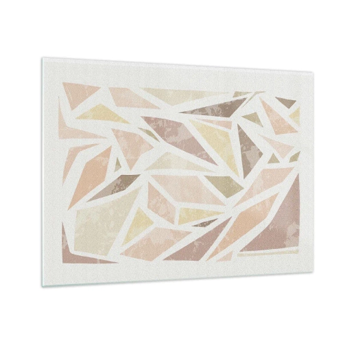 Tablou pe sticlă - Mozaic geometric în culori pastelate pe un fundal deschis - 70x50cm - Compoziție de vitralii - Decorațiune modernă pentru perete pentru living și dormitor ARTTOR