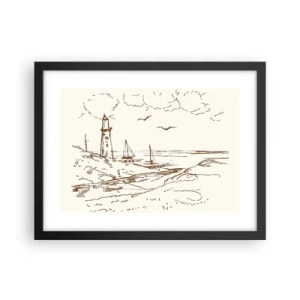Poster în ramă neagră - Schiță de amintiri de vară - 40x30 cm