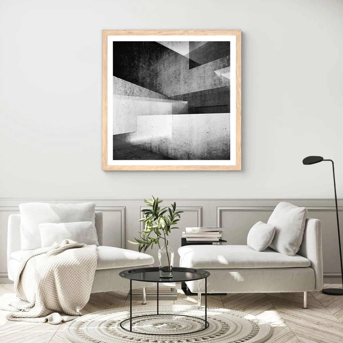Poster în ramă de stejar deschis - Structura spațiului - 40x40 cm