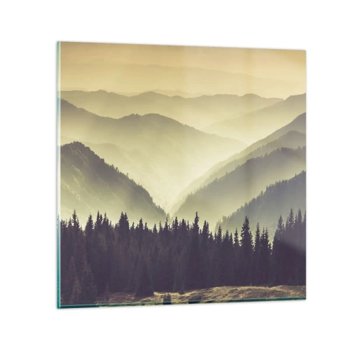 Tablou pe sticlă - Dincolo de munți... - 70x70 cm