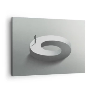 Tablou pe pânză Canvas - Un bărbat pe o structură gri, abstractă - 70x50cm - Înțelegi ceva? - Decorațiune modernă pentru perete pentru living și dormitor ARTTOR