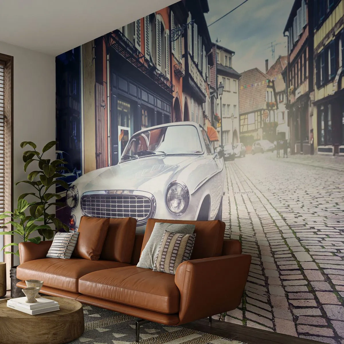 Tapet Standard Eco - Trecutul este astăzi - Mașină de epocă, Oraș, Franţa - 400x280 cm