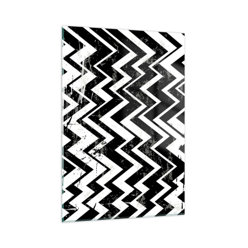 Tablou pe sticlă - Zig-alb, zag-negru - 50x70 cm