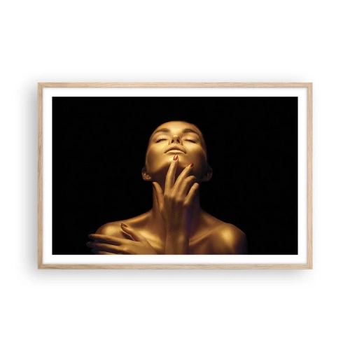 Poster în ramă de stejar deschis - Ca mătasea aurie - 91x61 cm