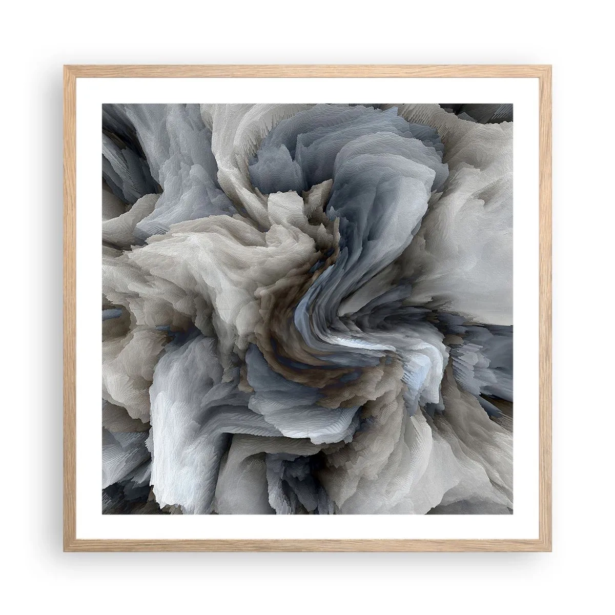 Poster în ramă de stejar deschis - Piatră și floare - 60x60 cm